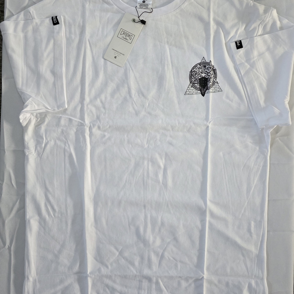 Crooks & Castles White Tee with Black Graphic